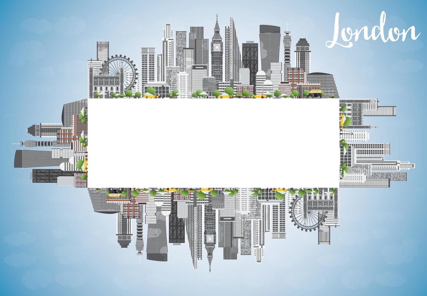 London Skyline with Gray Buildings, Blue Sky and Copy Space. vector