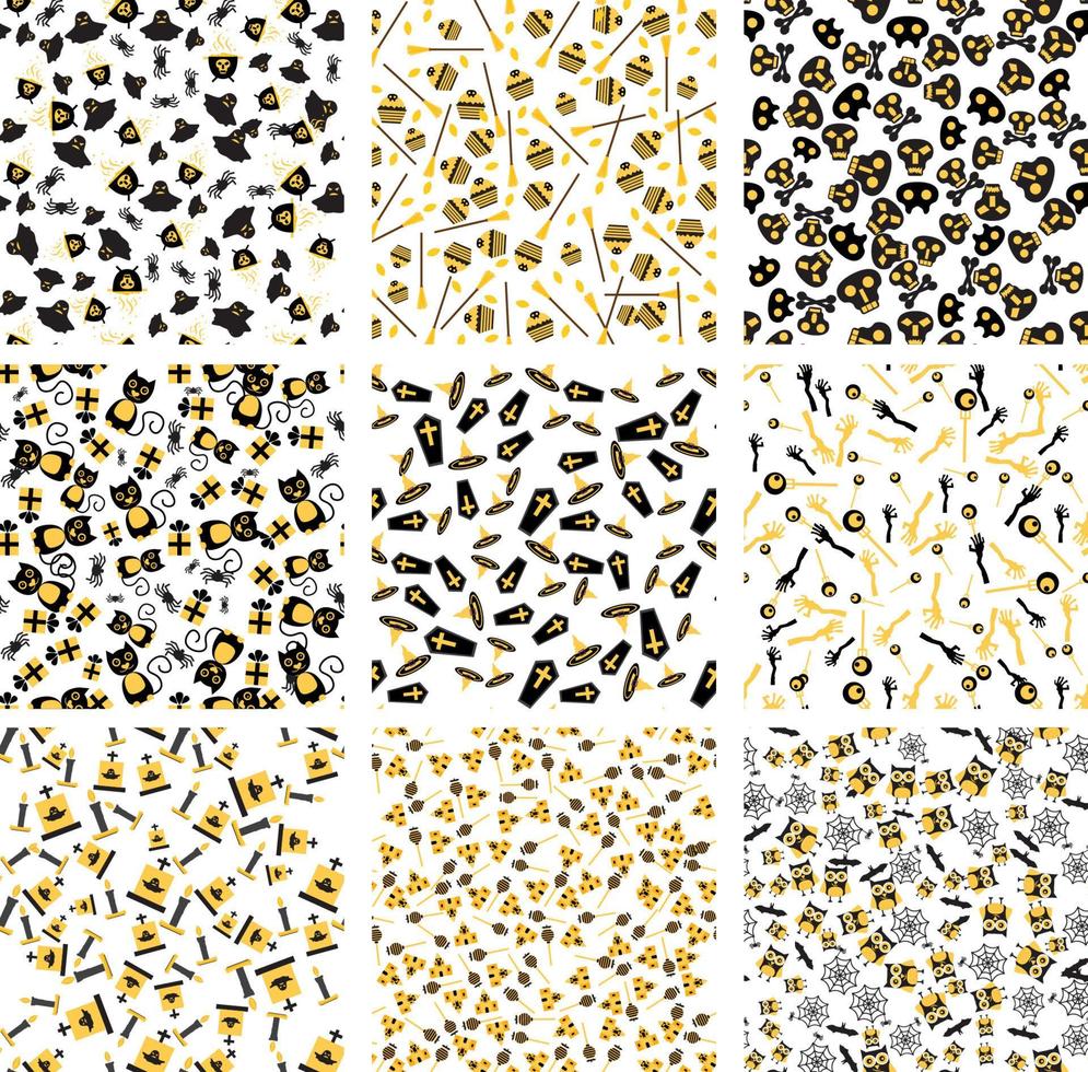 Halloween seamless vector patterns.