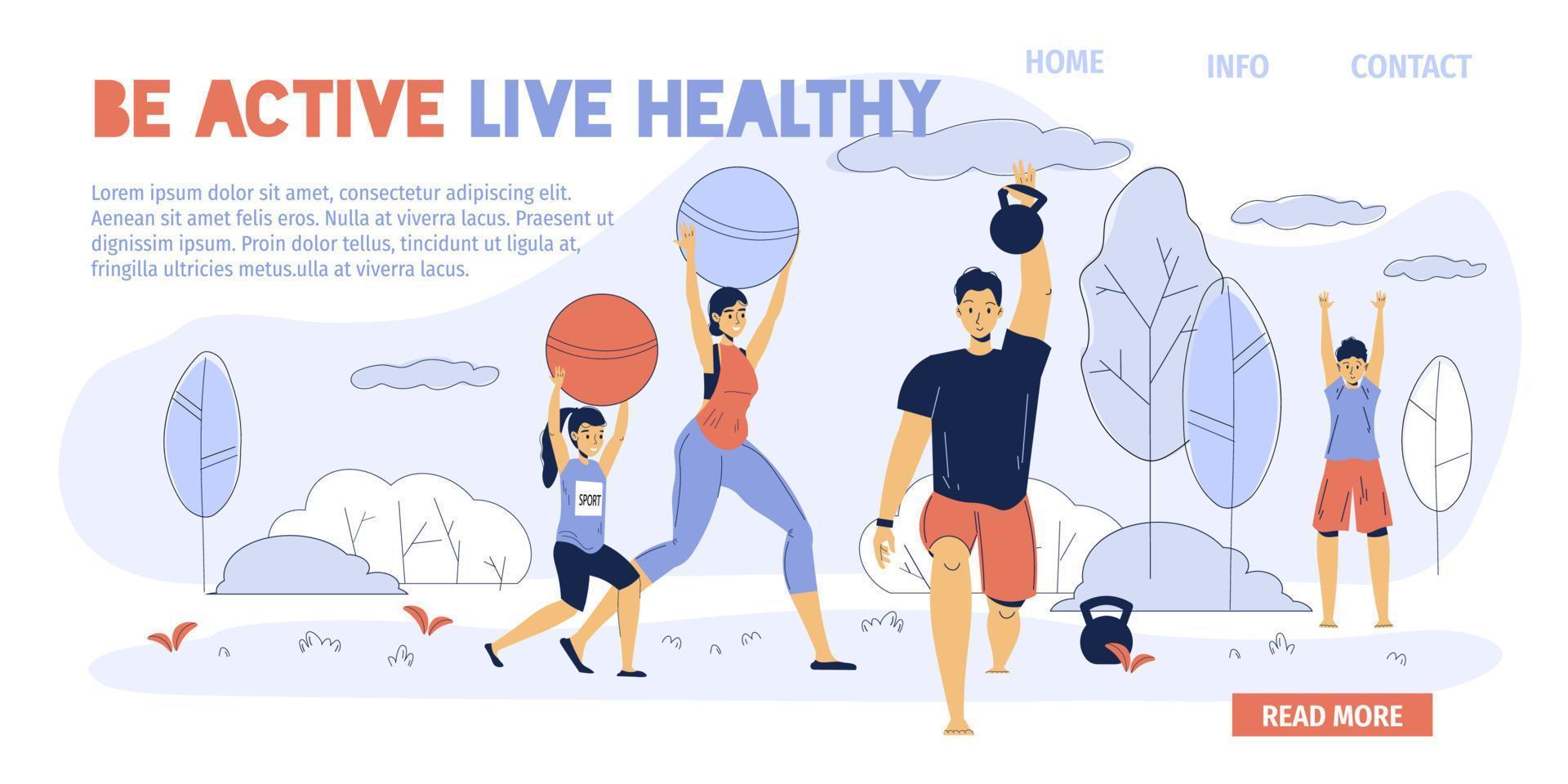 Be active sportive inspiration landing page design vector