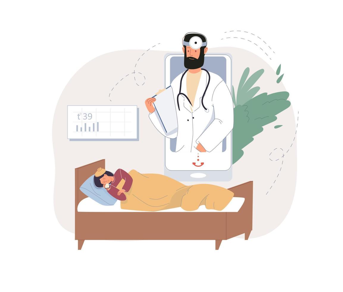 Flat cartoon doctor character vector illustration concept