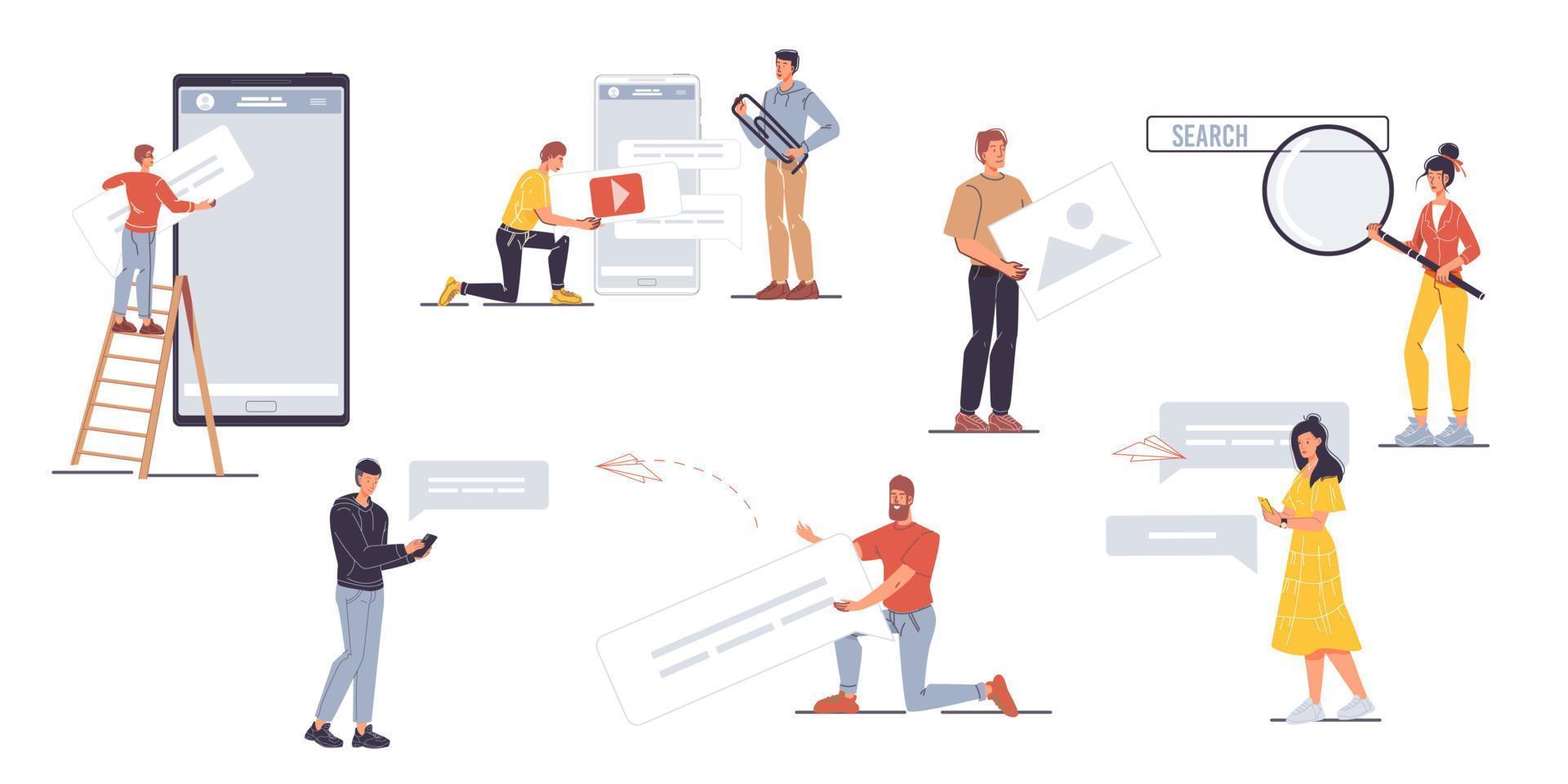 Workflow of business and self-employed people vector illustration concept