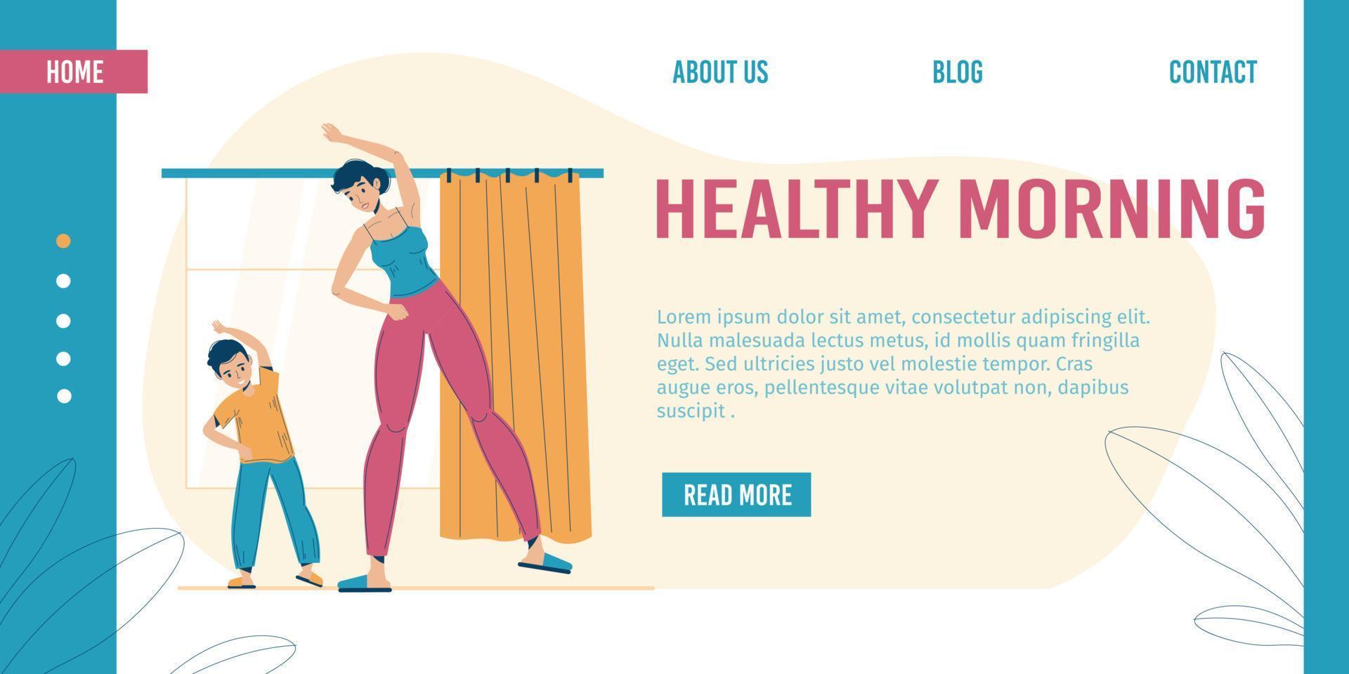 Healthy morning workout exercise landing page vector