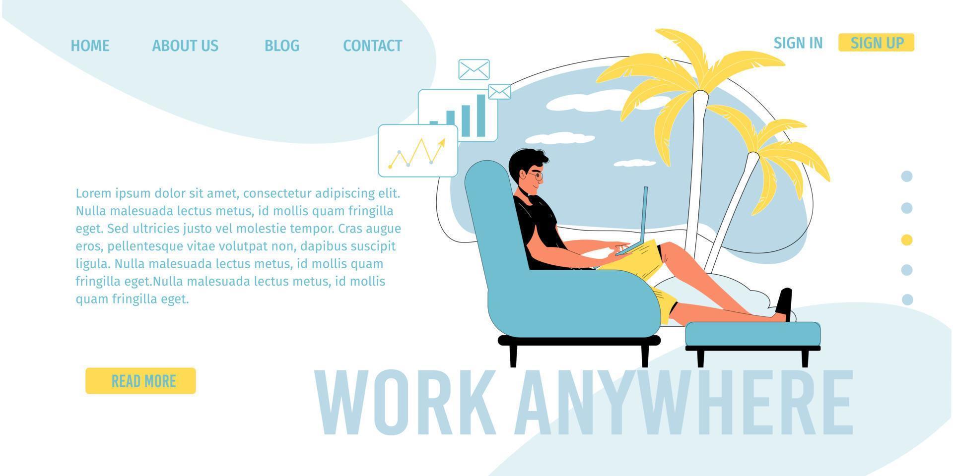 Work anywhere online communication landing page vector