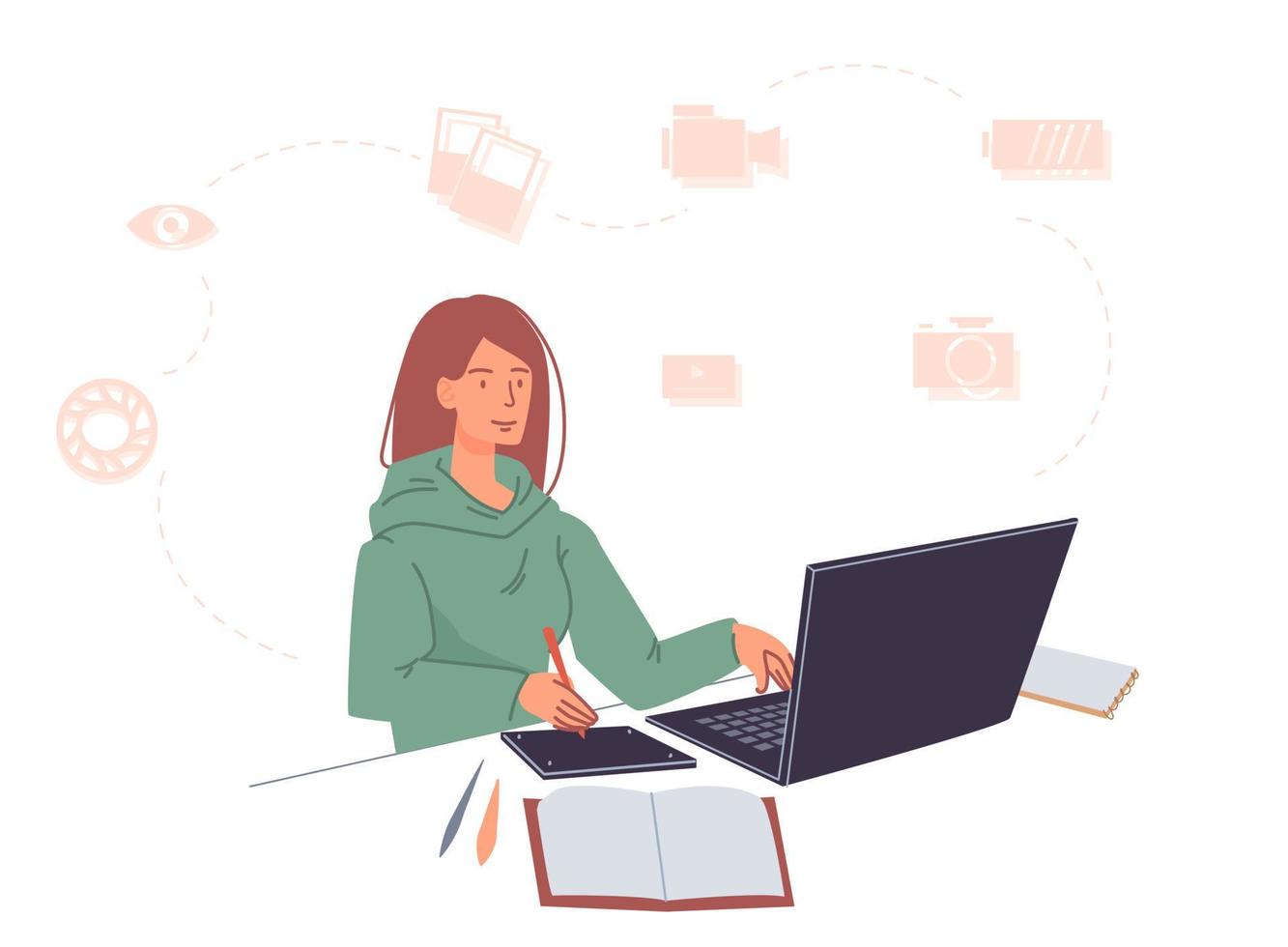 Remote online courses for designer photographer vector