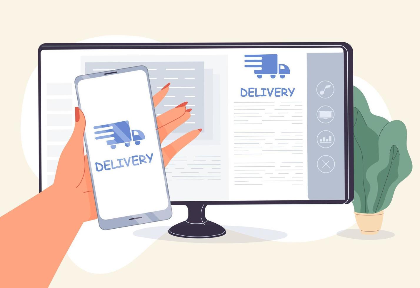 Online delivery mobile application development vector