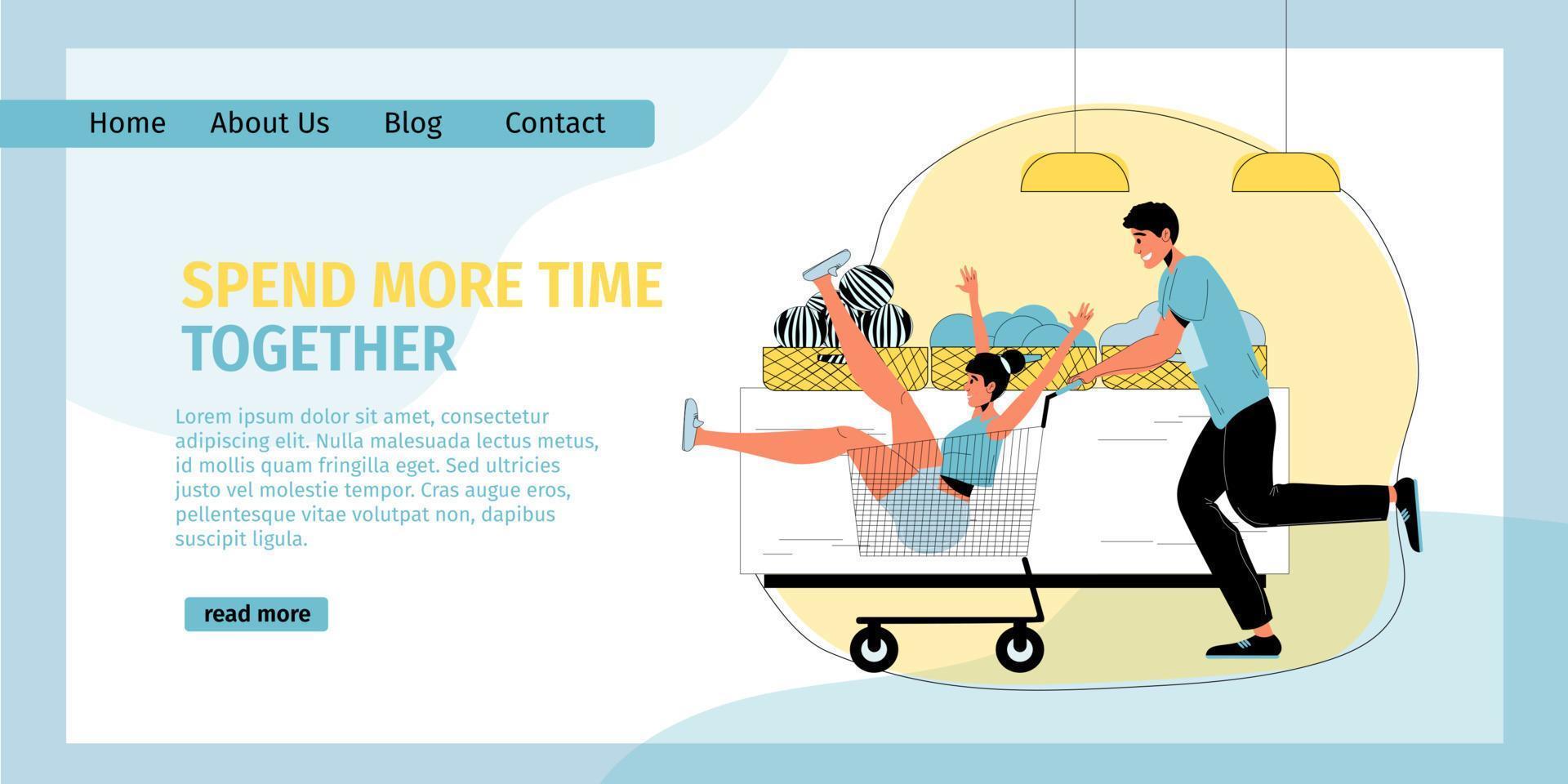 Man woman lovers shopping together landing page vector