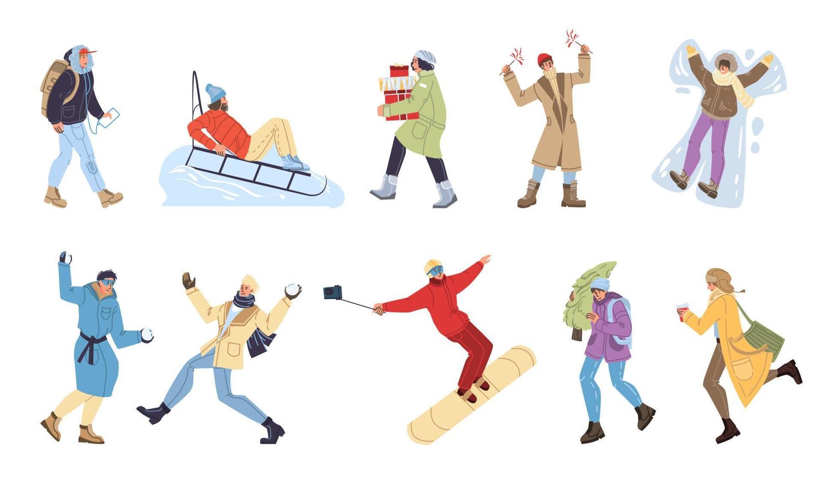 Flat cartoon characters set vector illustration concept