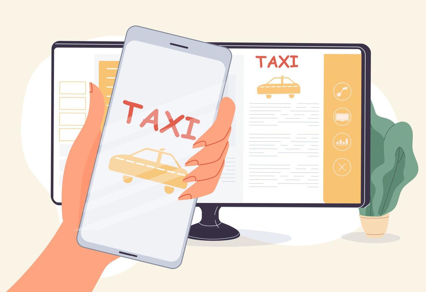 pedido de taxi servicio en línea aplicación móvil reserva de taxi vector