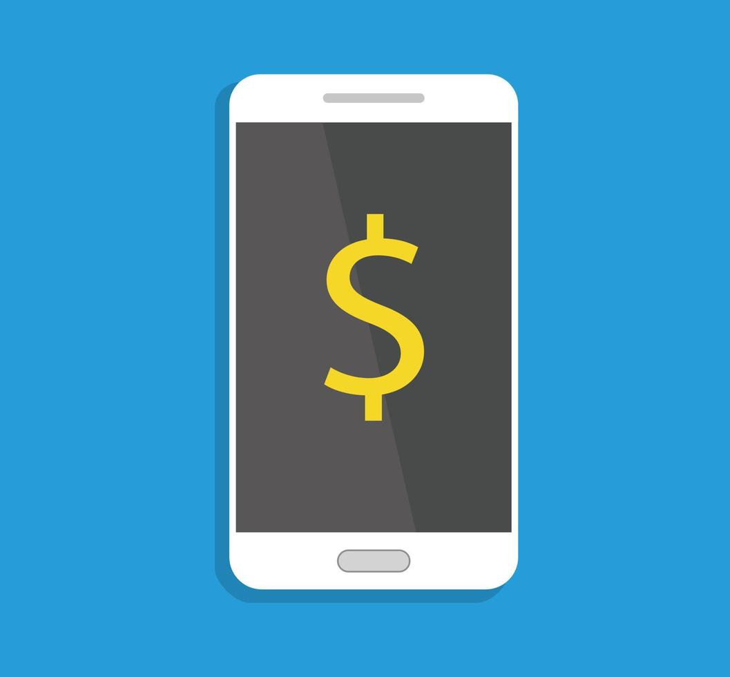Dollar Sign Smartphone Display App Isolated Illustration Payment Technology Gadget Cellphone Business Social Media Merchant vector