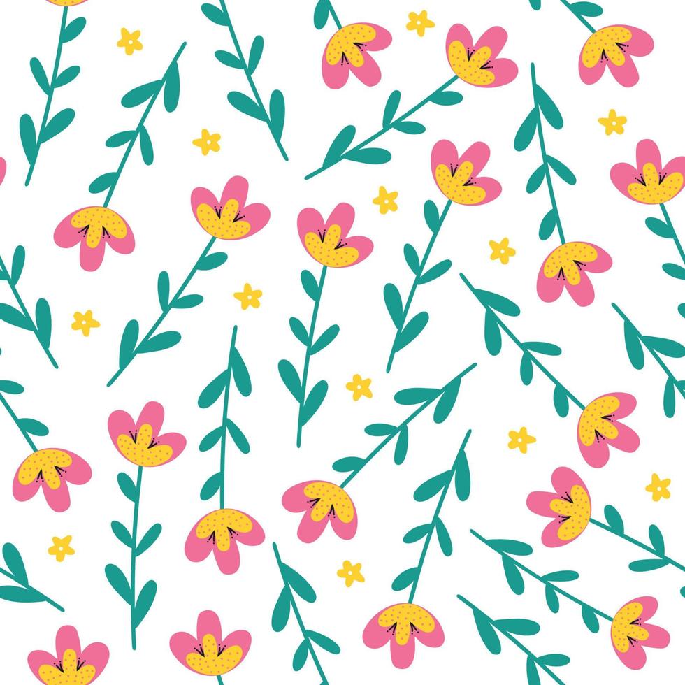 Garden flower, plants ,botanical ,seamless pattern vector design for fashion,fabric,wallpaper and all prints on white background color. Cute pattern in small flower. Small colorful flowers