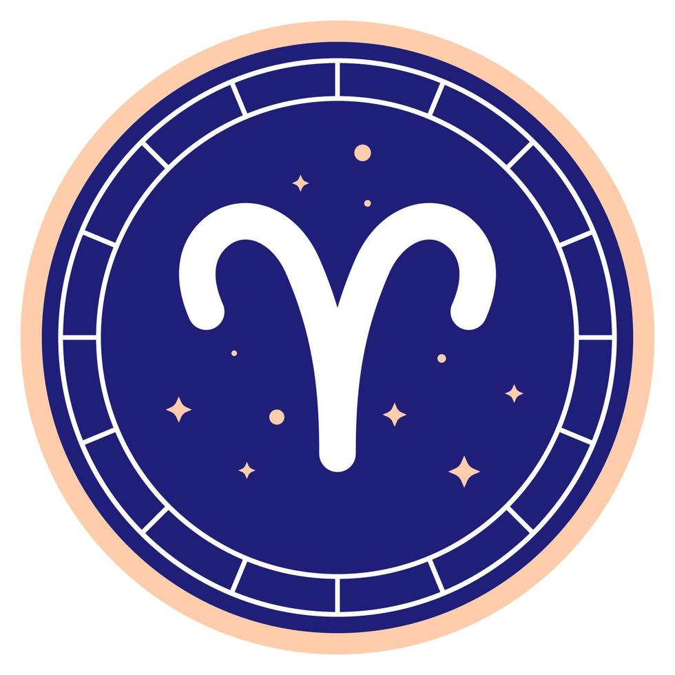 Aries Horoscope sign. Round element of esoteric astrology for logo or iconn. Zodiac element for horoscope and astrological forecast. vector