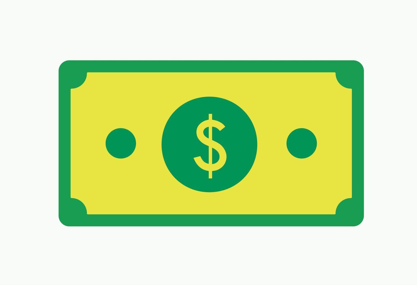 Green Dollar Note Bill American Currency Isolated Illustration Icon Minimal Financial Symbol vector