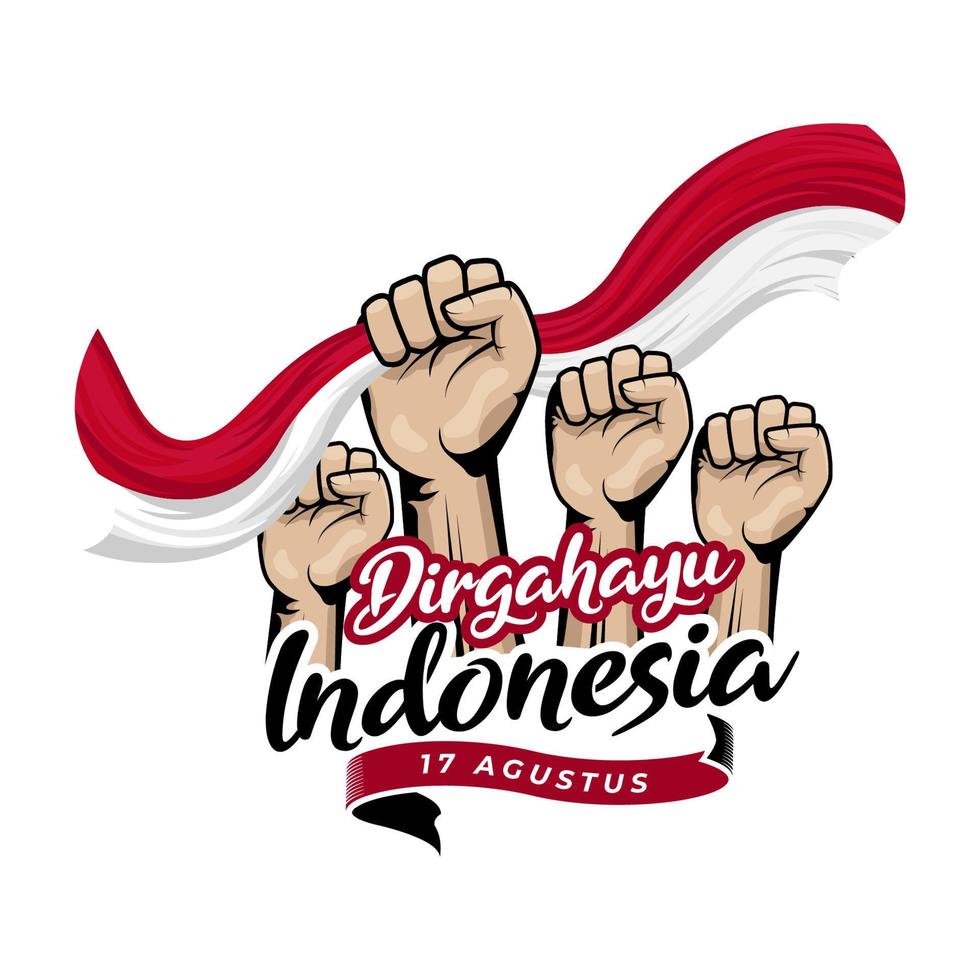 Happy Indonesia independence day greeting design template vector