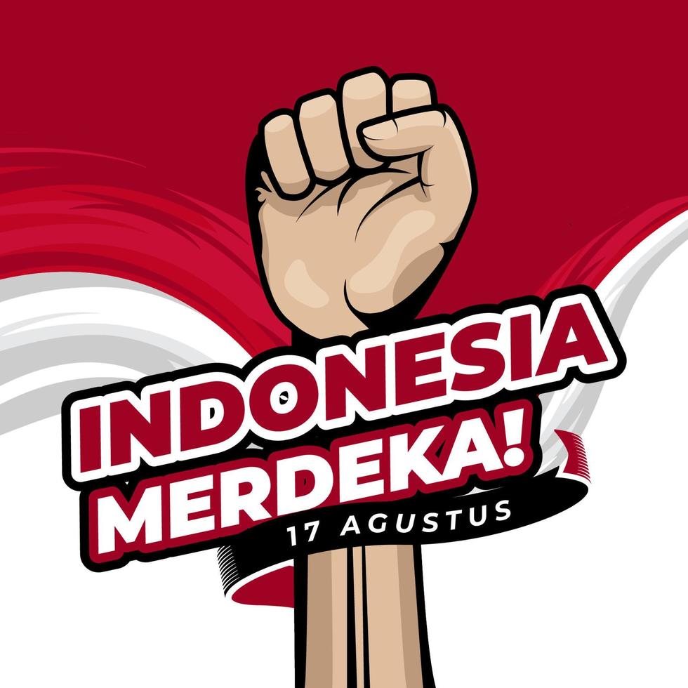 Happy Indonesia independence day greeting background with Clenched fist ...