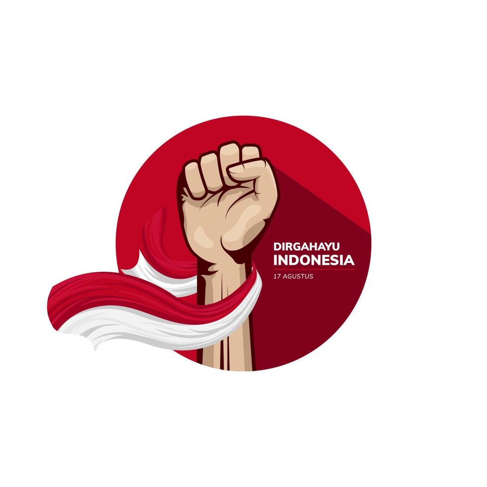 Clenched fist hand with indonesia waving flag. Indonesia independence ...