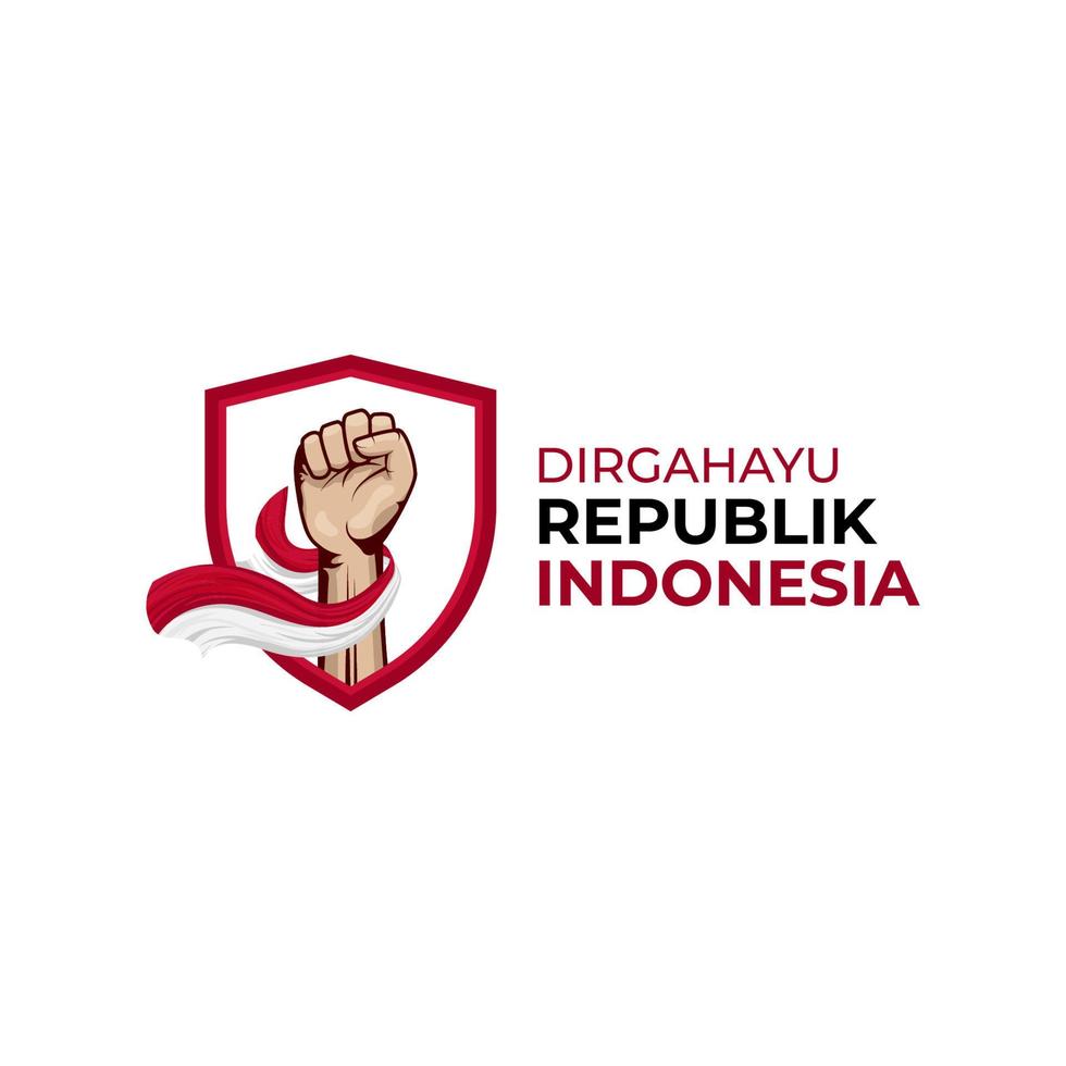 diseño del día de la independencia de indonesia con ilustración de mano de puño cerrado vector