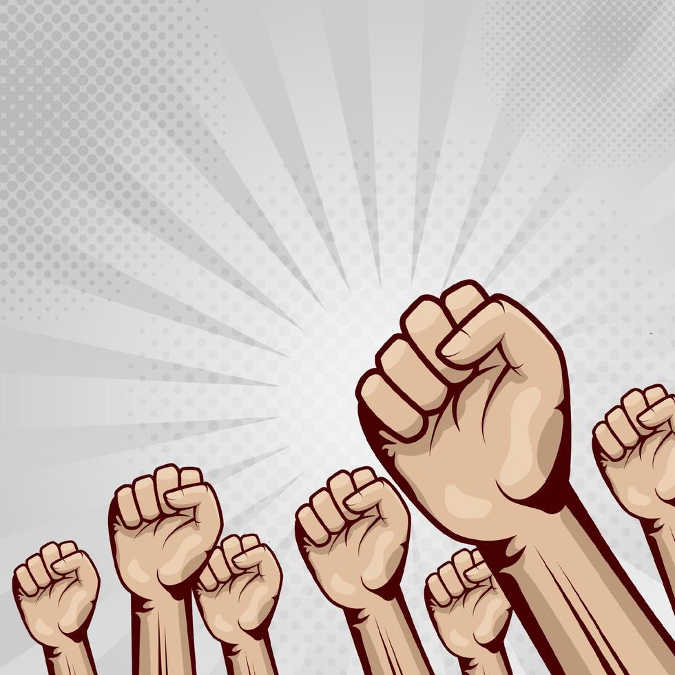 Raised hand with clenched fist illustration background design vector