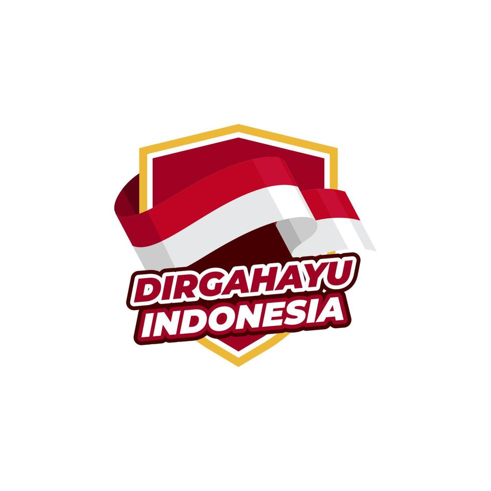 Happy Indonesia independence day illustration badge design vector