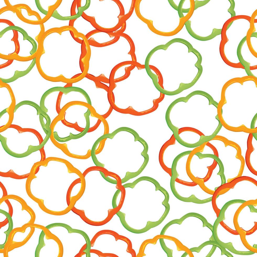 Pattern with sliced red, yellow and green peppers. vector