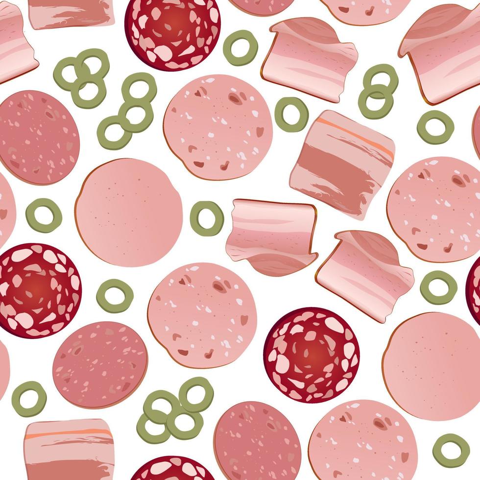 A pattern of different meat cuts. vector