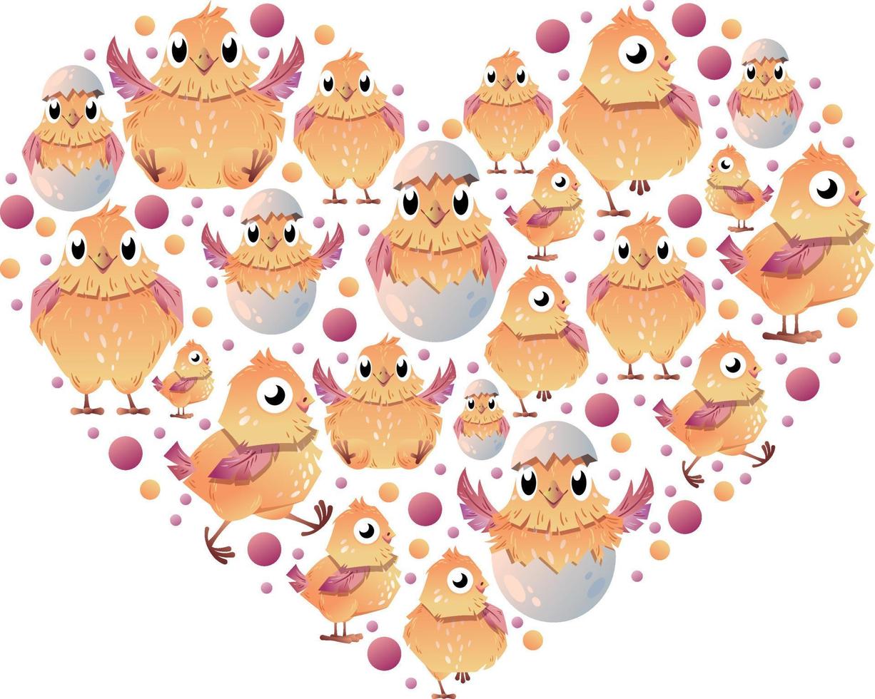 un conjunto de pequeñas cápsulas en forma de corazón. vector