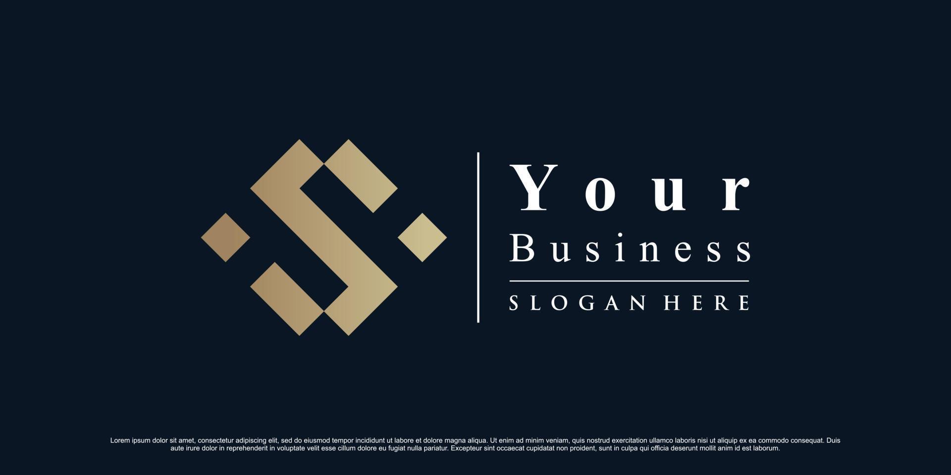 Creative letter s logo template for business with golden gradient style color Premium Vector