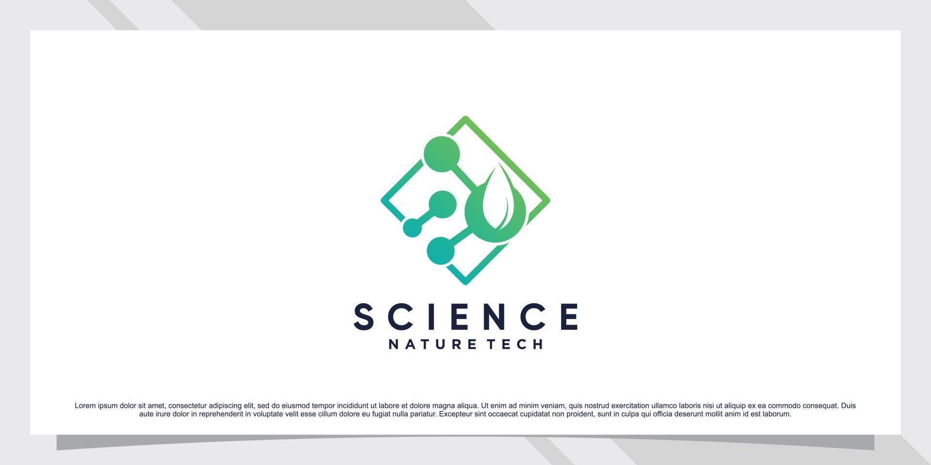 Science molecule logo design for technology with leaf and shape concept vector