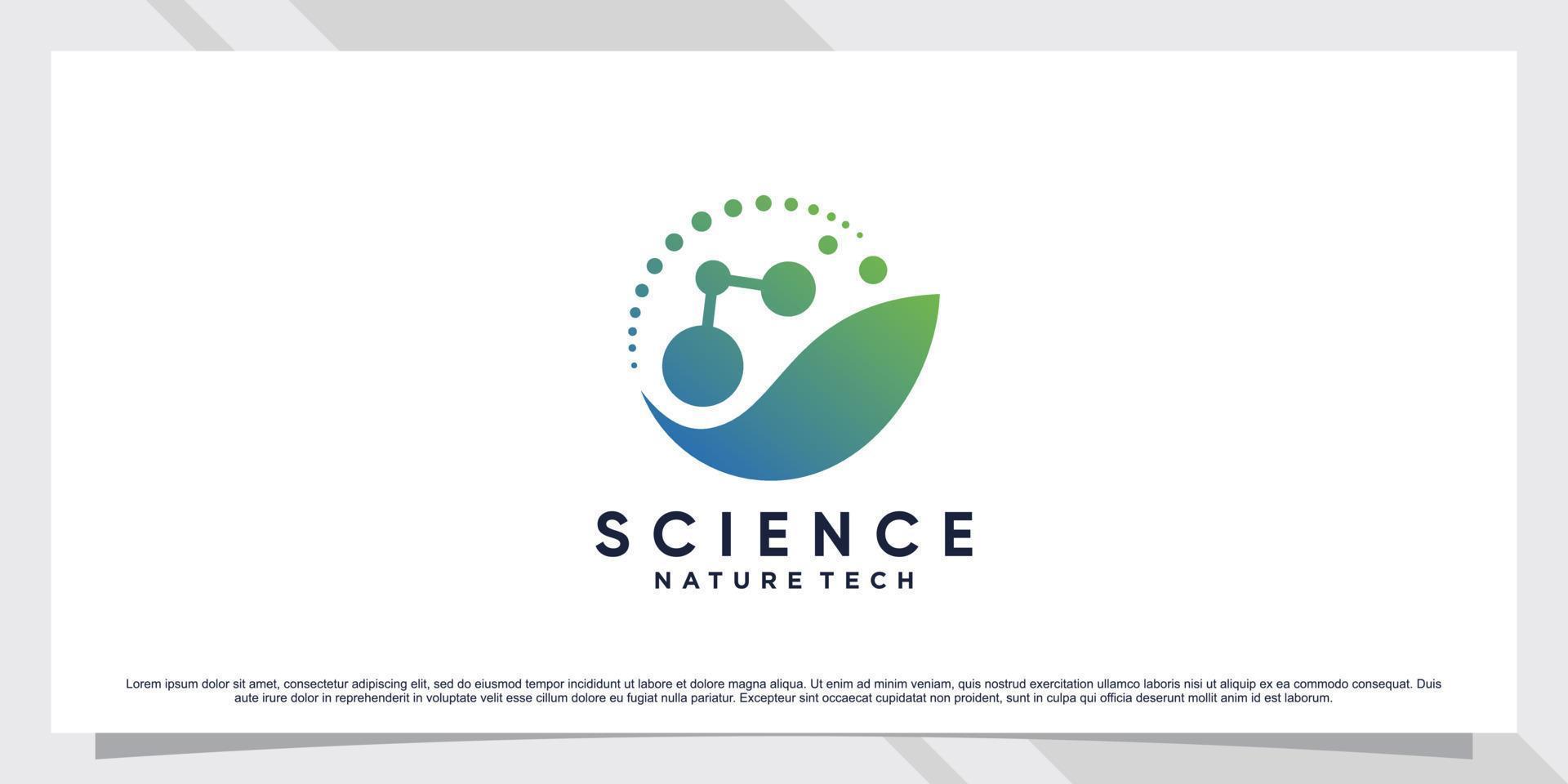 Science molecule logo design for technology with leaf and shape concept vector