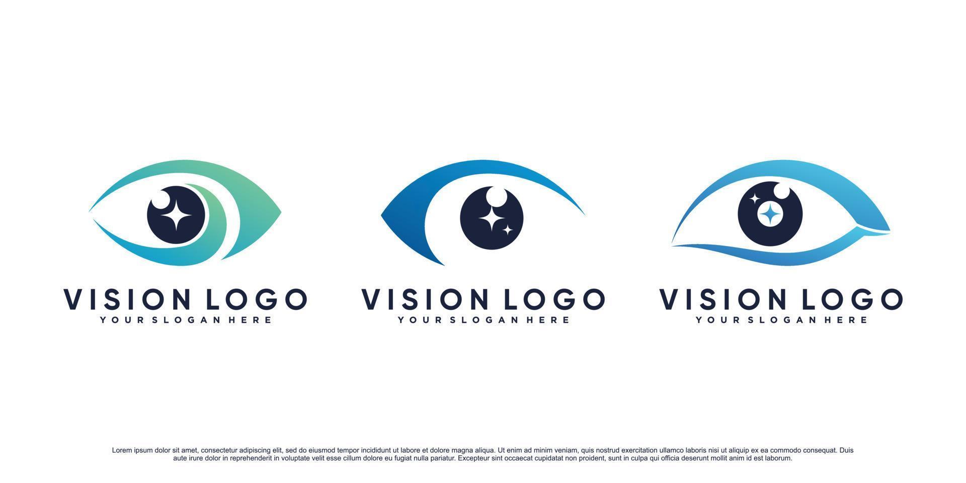 establecer colección de plantilla de diseño de logotipo de visión ocular con vector premium de concepto creativo