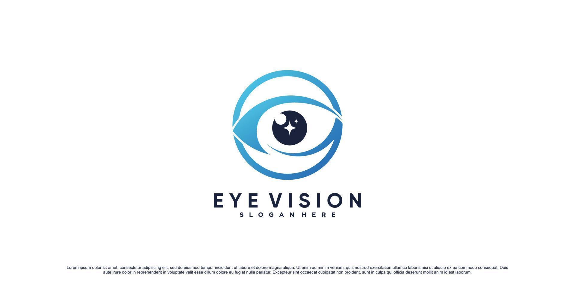 Eye vision logo design template with circle concept and creative element Premium Vector