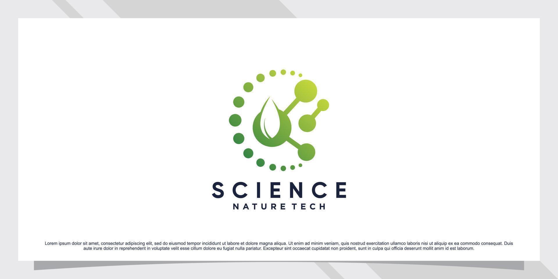 Science molecule logo design for technology with leaf and shape concept vector