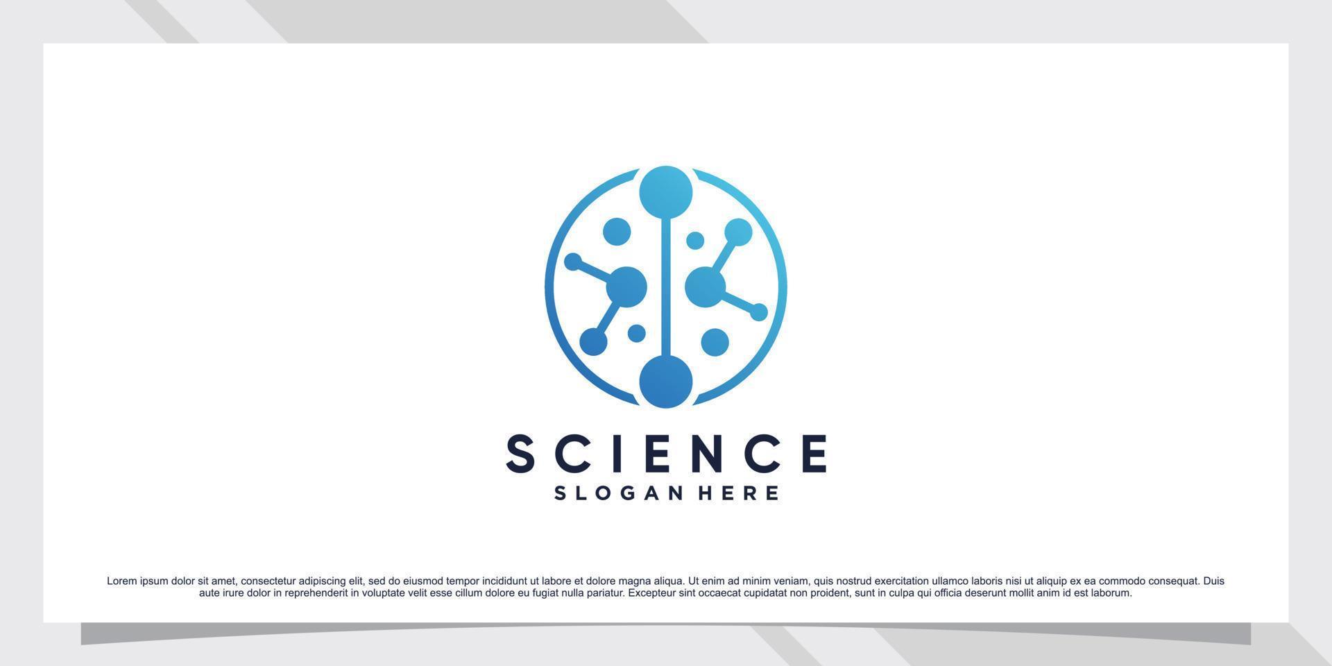 Science molecule logo design for technology with dot concept vector