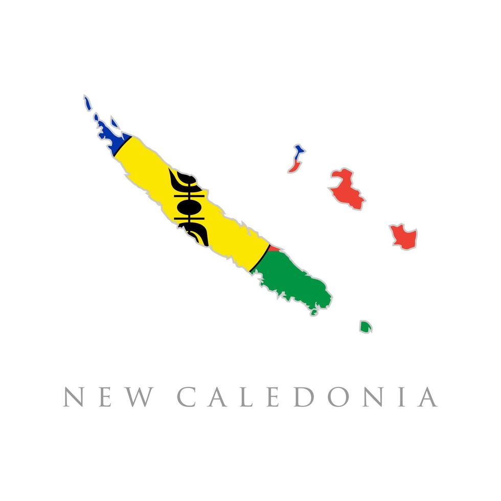 ilustración de vector de diseño plano de mapa de bandera de nueva caledonia