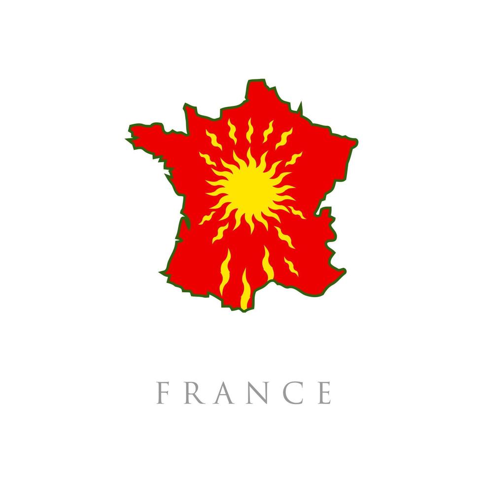 france flag map with flame symbol vector