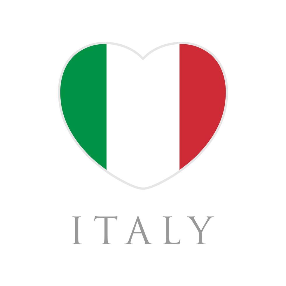 Love Italy. Flag Heart flat design vector illustration