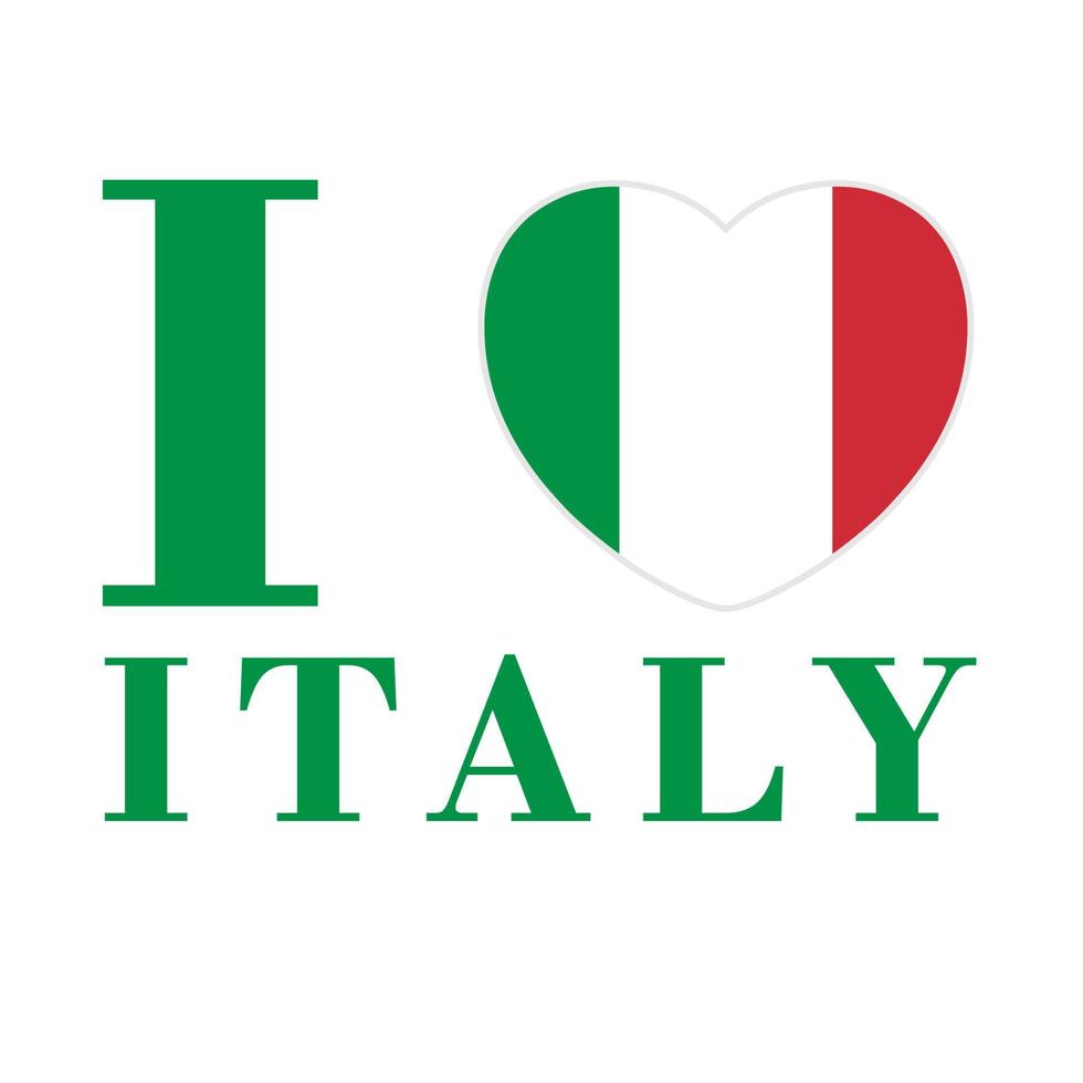Love Italy. Flag Heart flat design vector illustration