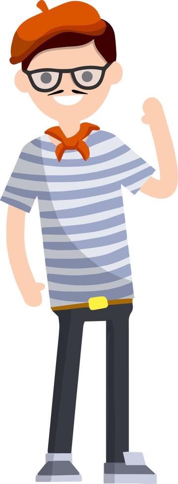 French man in blue striped clothes vector