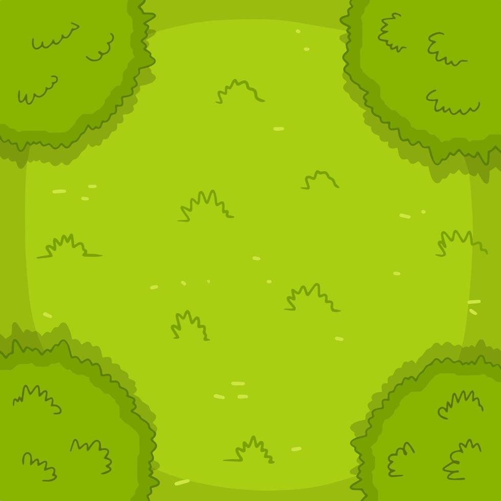 Green lawn. View from top. Grass and bushes vector