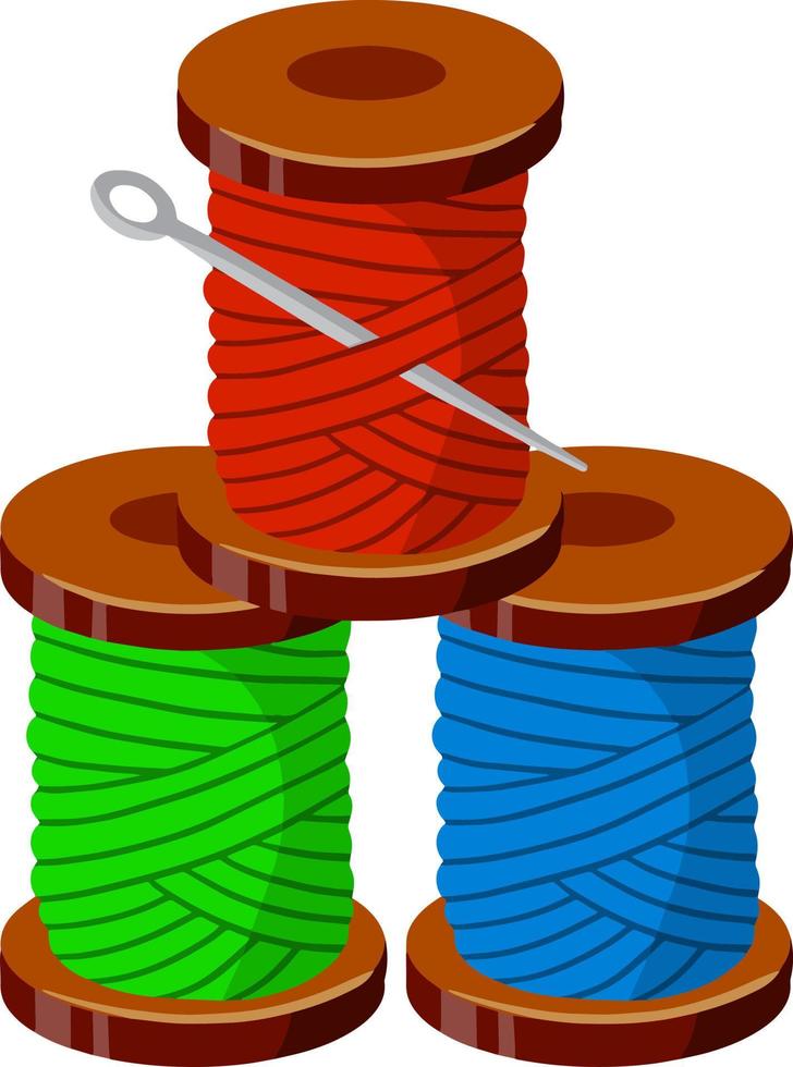 Coil and a skein of red thread. vector