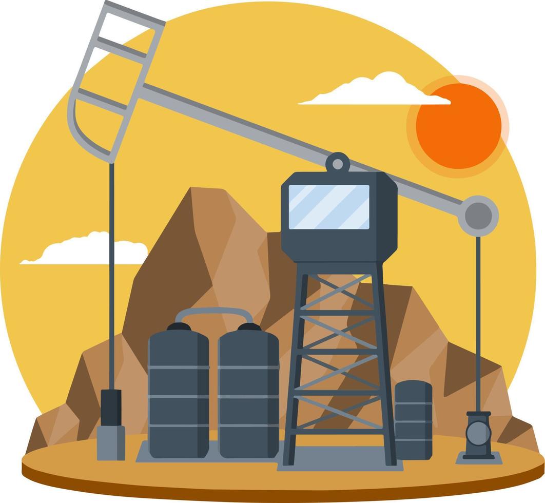Oil rig. Extraction of minerals. vector