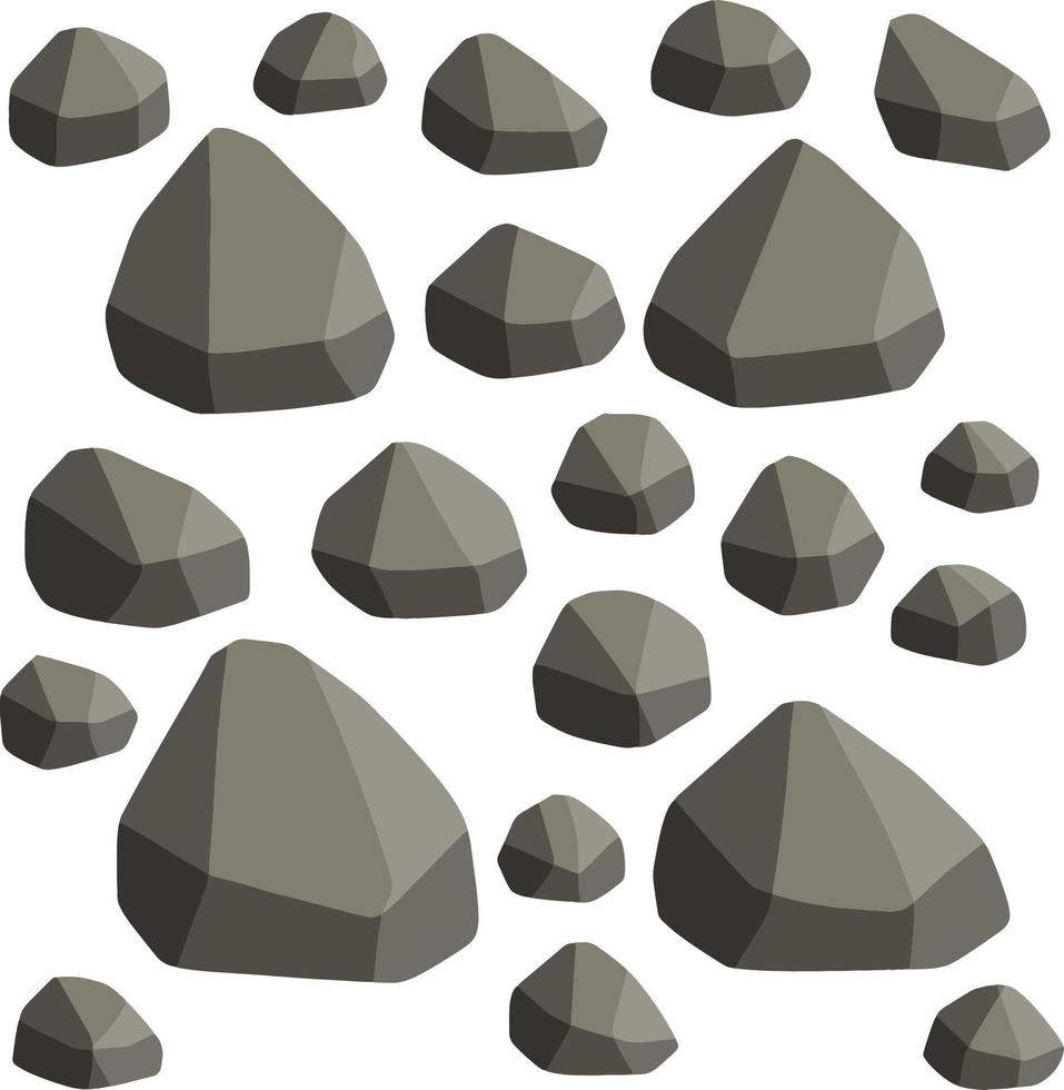 Natural wall stones and smooth rocks. vector