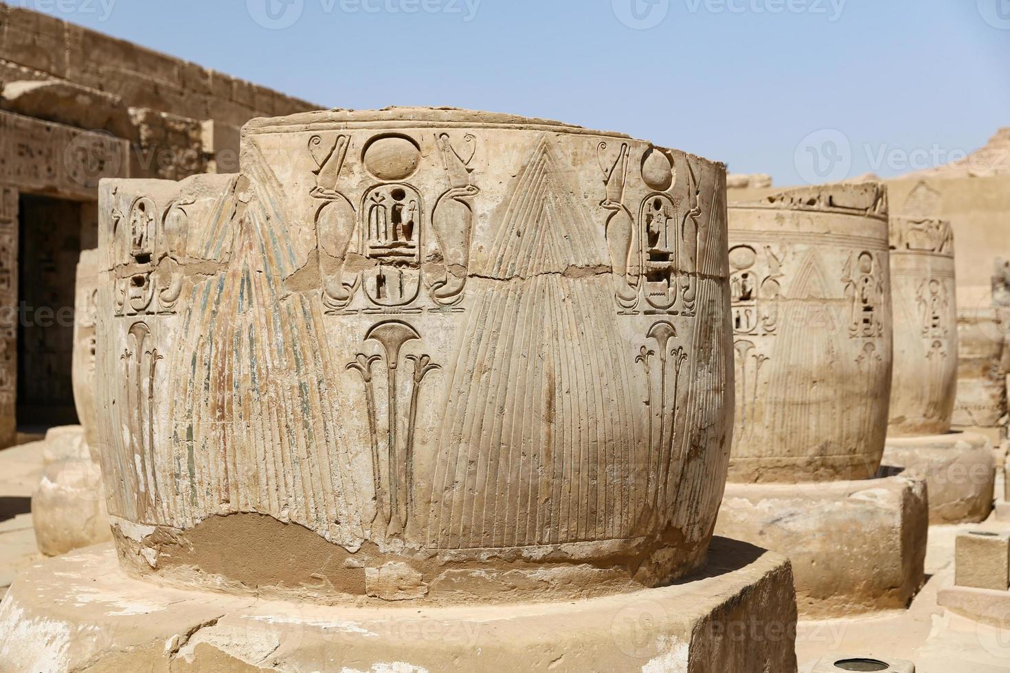 Columns in Medinet Habu Temple in Luxor, Egypt photo