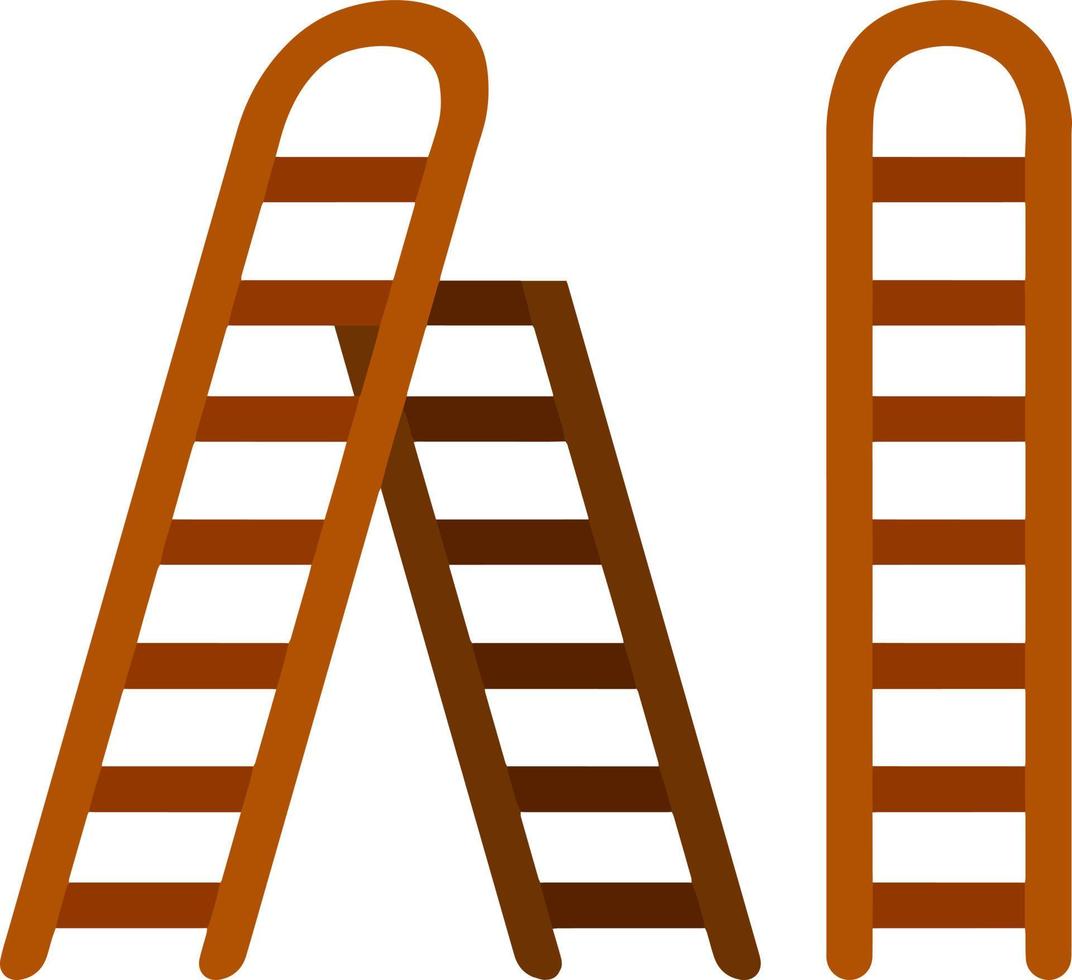Wooden brown stairs. Go up to the top level. vector