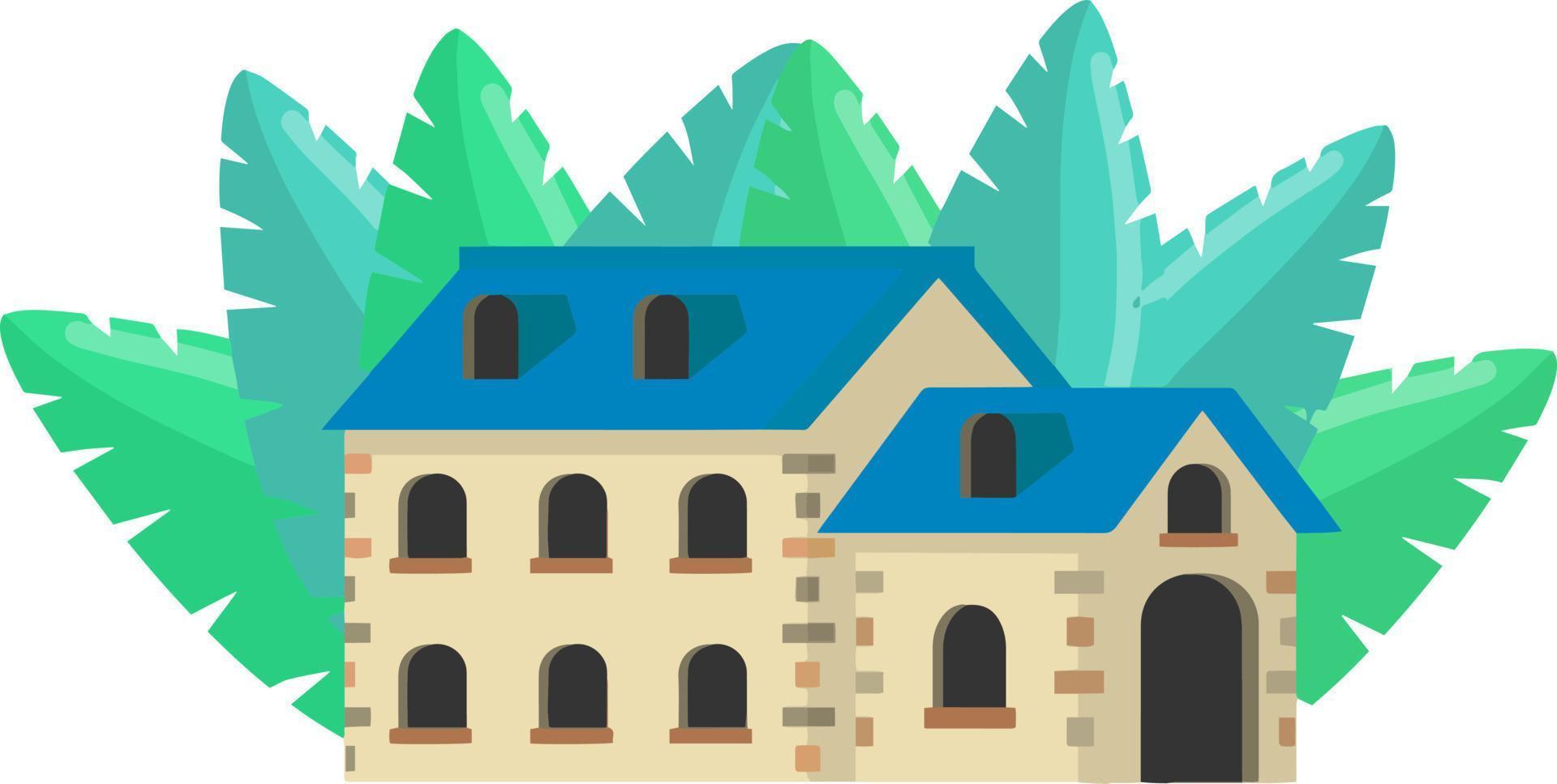 Cozy suburban house. Small town and white house. vector