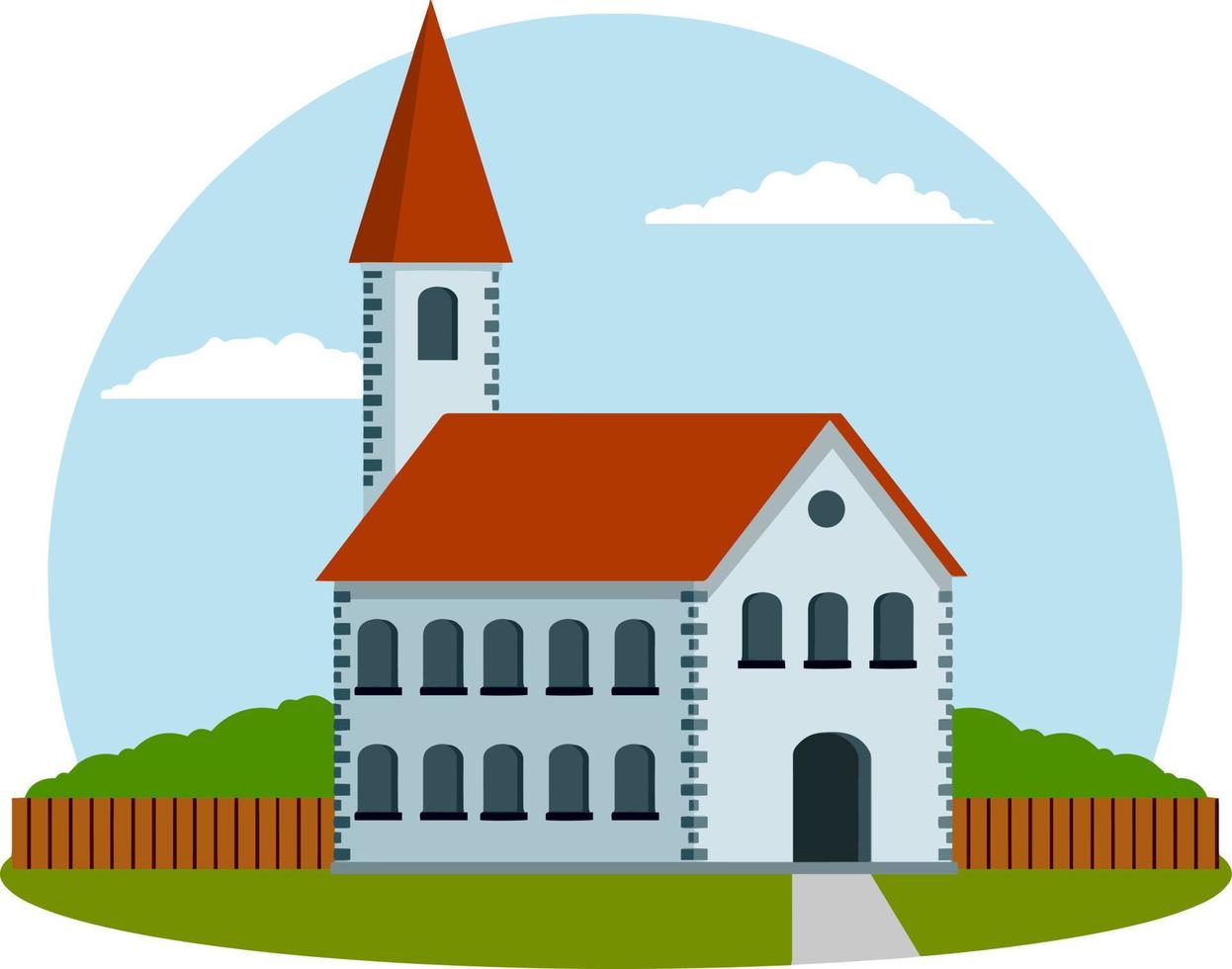 City hall with roof. Old guildhouse. vector
