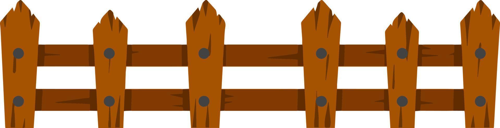Village fence. Old rural wooden wall made of board and logs. vector