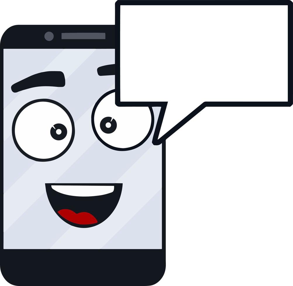 Cheerful mobile phone with smile on screen. Happy emotions vector