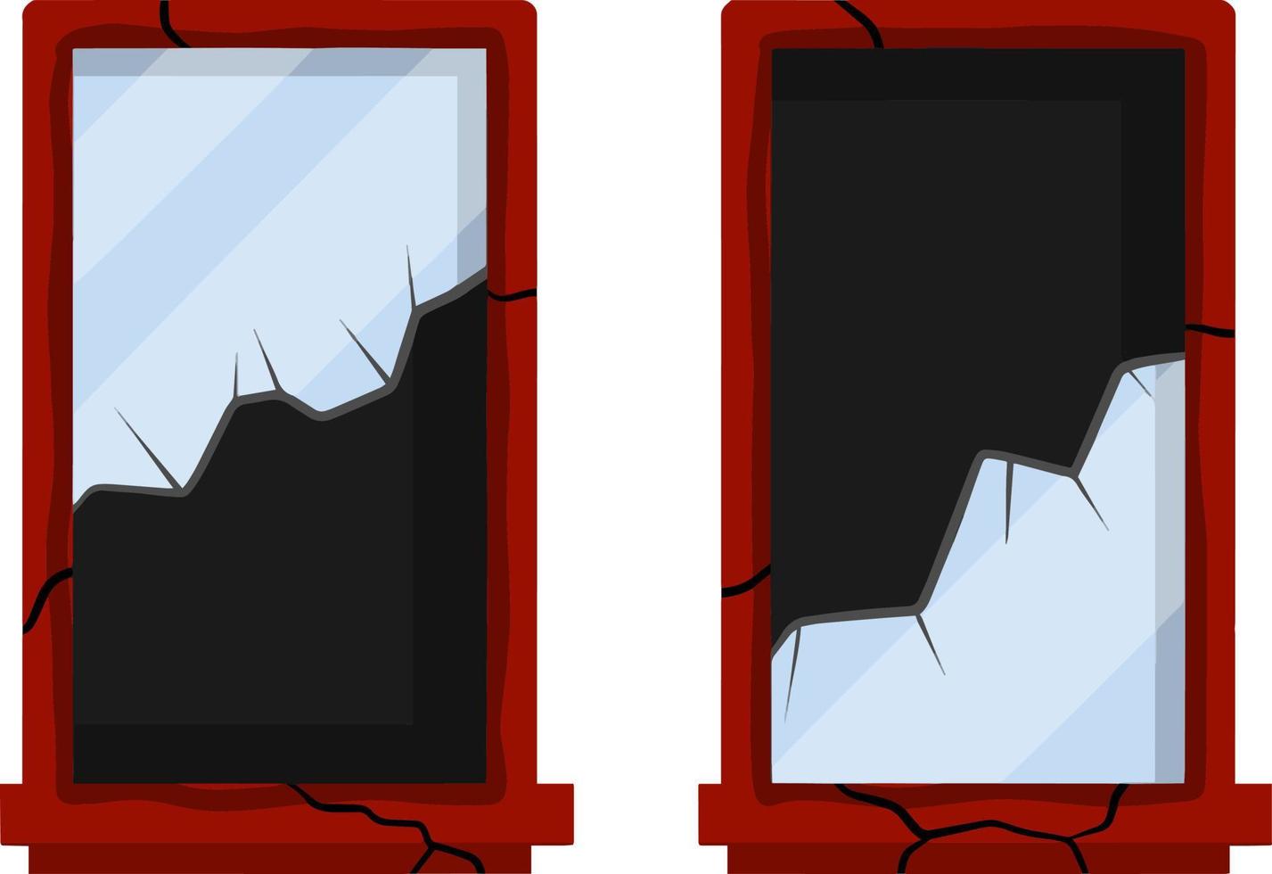 Broken glass. Damaged mirror. vector