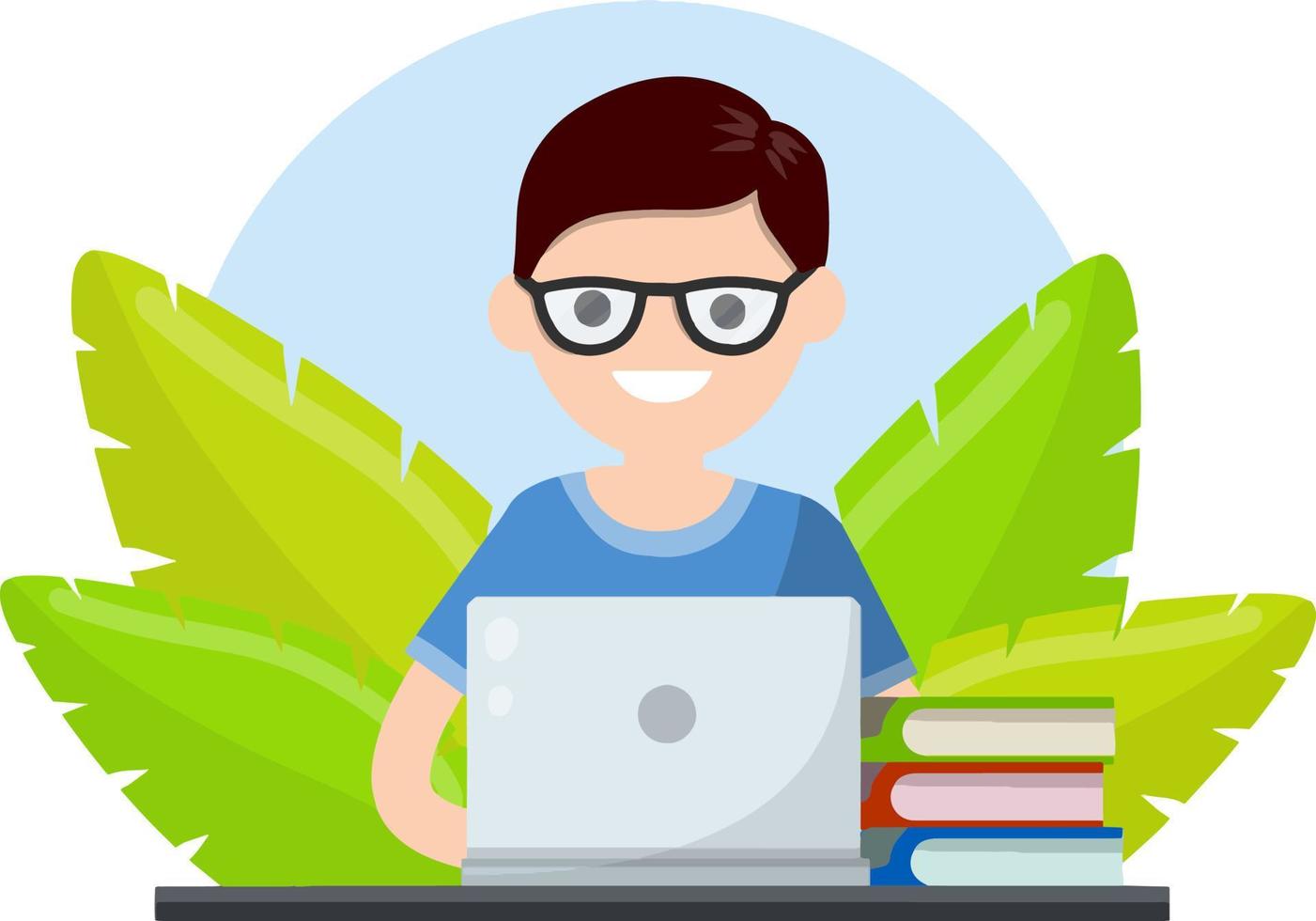 Man with laptop. vector