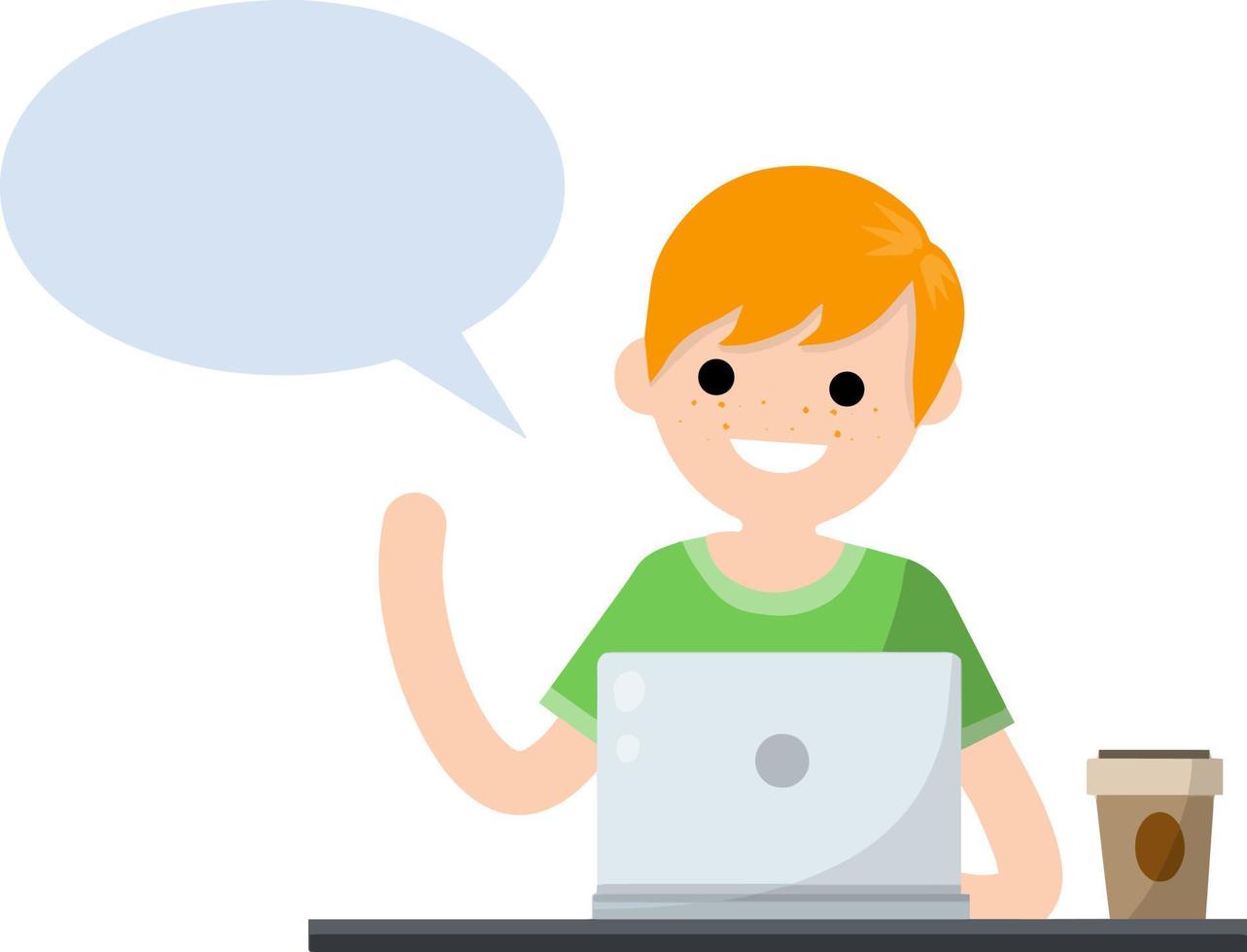 Man with laptop. Smiling happy man vector